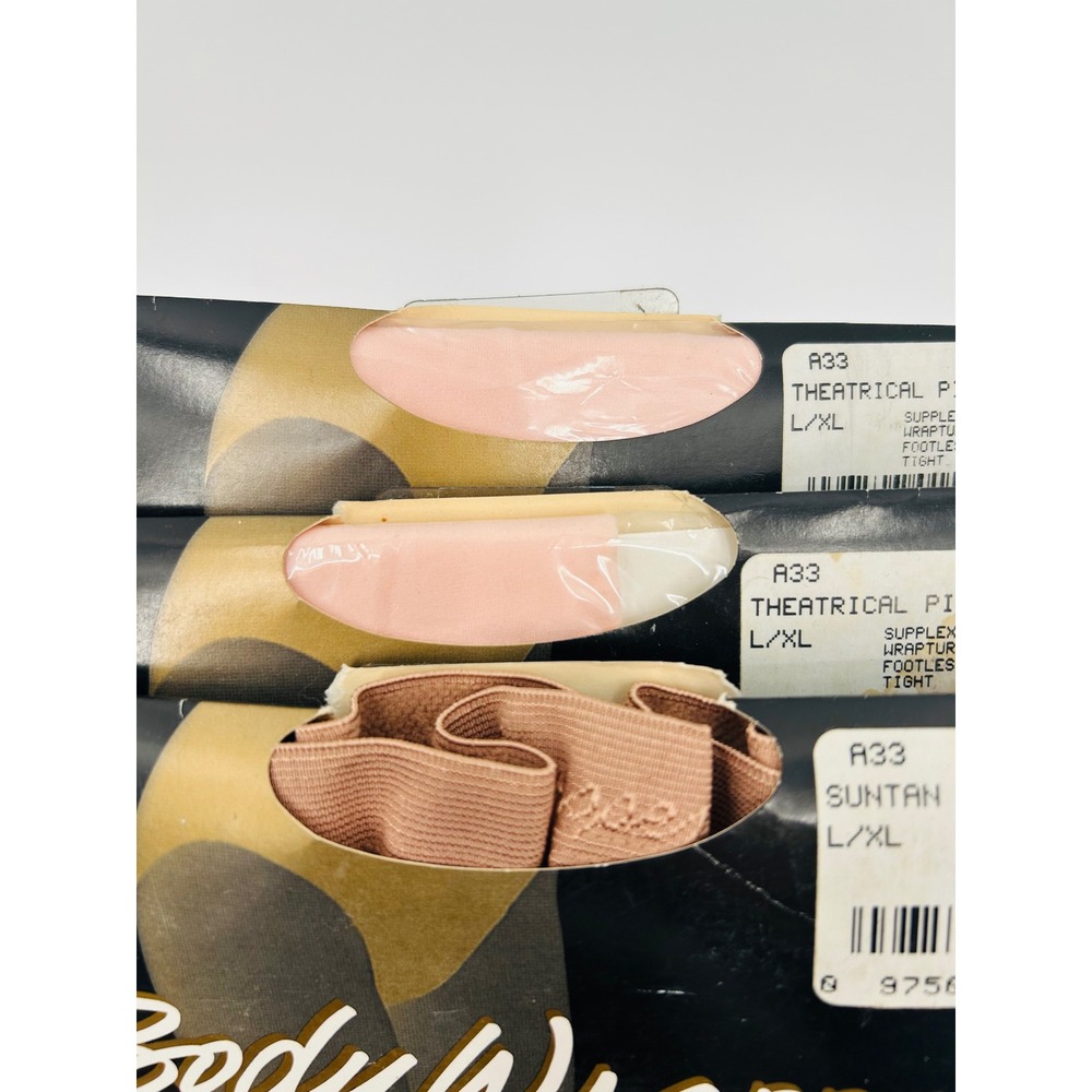 Vintage Body Wrappers Footless Tights Large/X-Large Pink Suntan - Picture 3 of 5